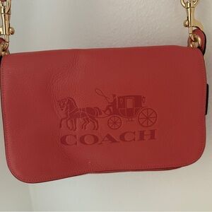 Coach Pink Leather Shoulder Bag with Classic Design- vintage